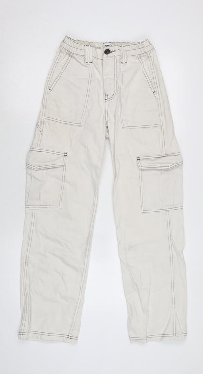 Urban Outfitters Womens Ivory Cotton Blend Straight Jeans Size 24 in L32 in Regular Zip