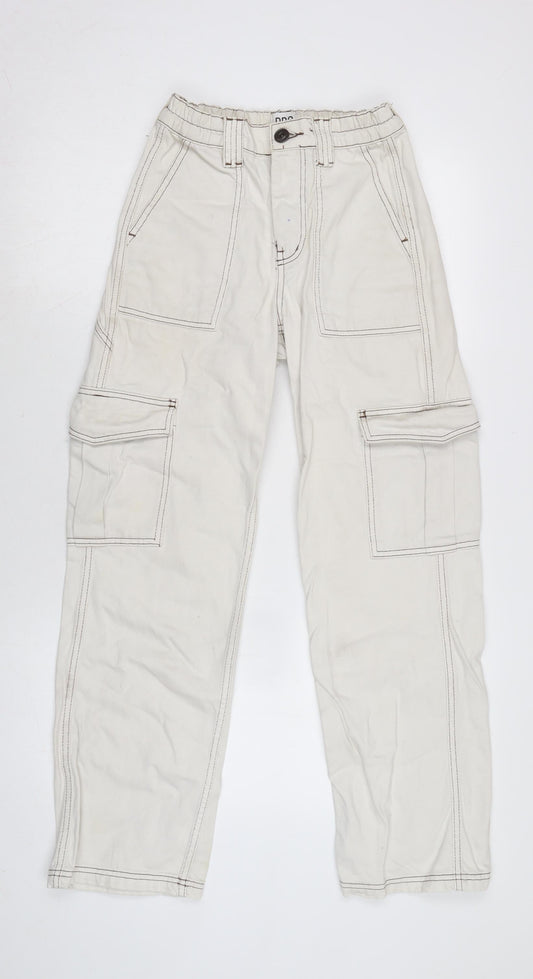 Urban Outfitters Womens Ivory Cotton Blend Straight Jeans Size 24 in L32 in Regular Zip