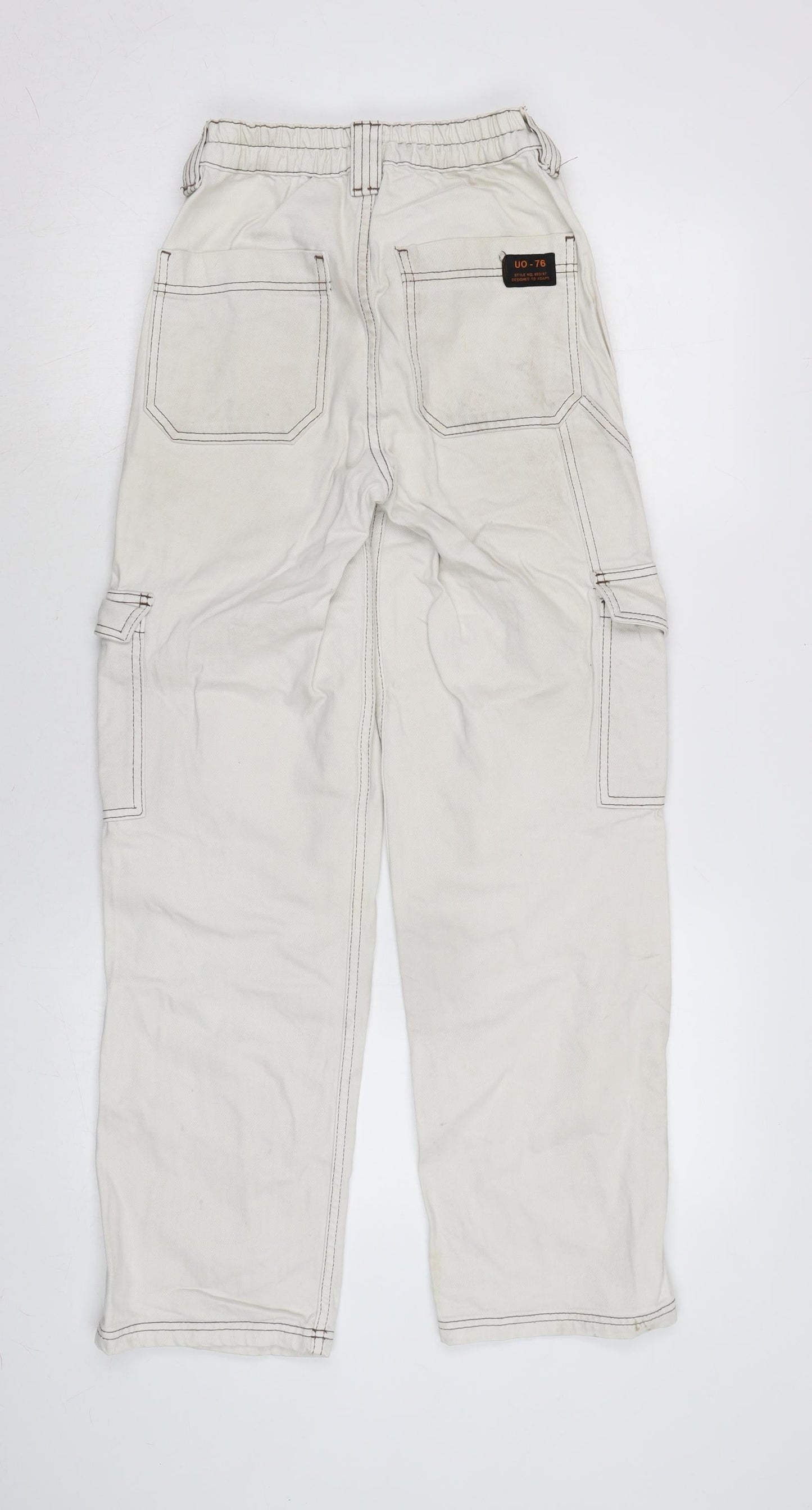 Urban Outfitters Womens Ivory Cotton Blend Straight Jeans Size 24 in L32 in Regular Zip