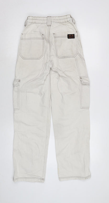 Urban Outfitters Womens Ivory Cotton Blend Straight Jeans Size 24 in L32 in Regular Zip