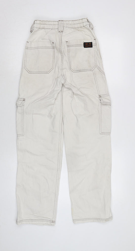 Urban Outfitters Womens Ivory Cotton Blend Straight Jeans Size 24 in L32 in Regular Zip