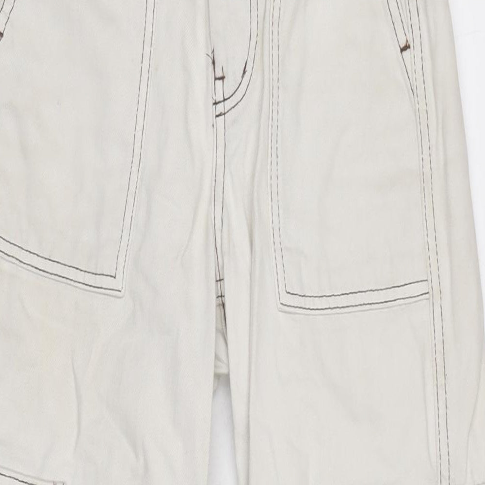 Urban Outfitters Womens Ivory Cotton Blend Straight Jeans Size 24 in L32 in Regular Zip