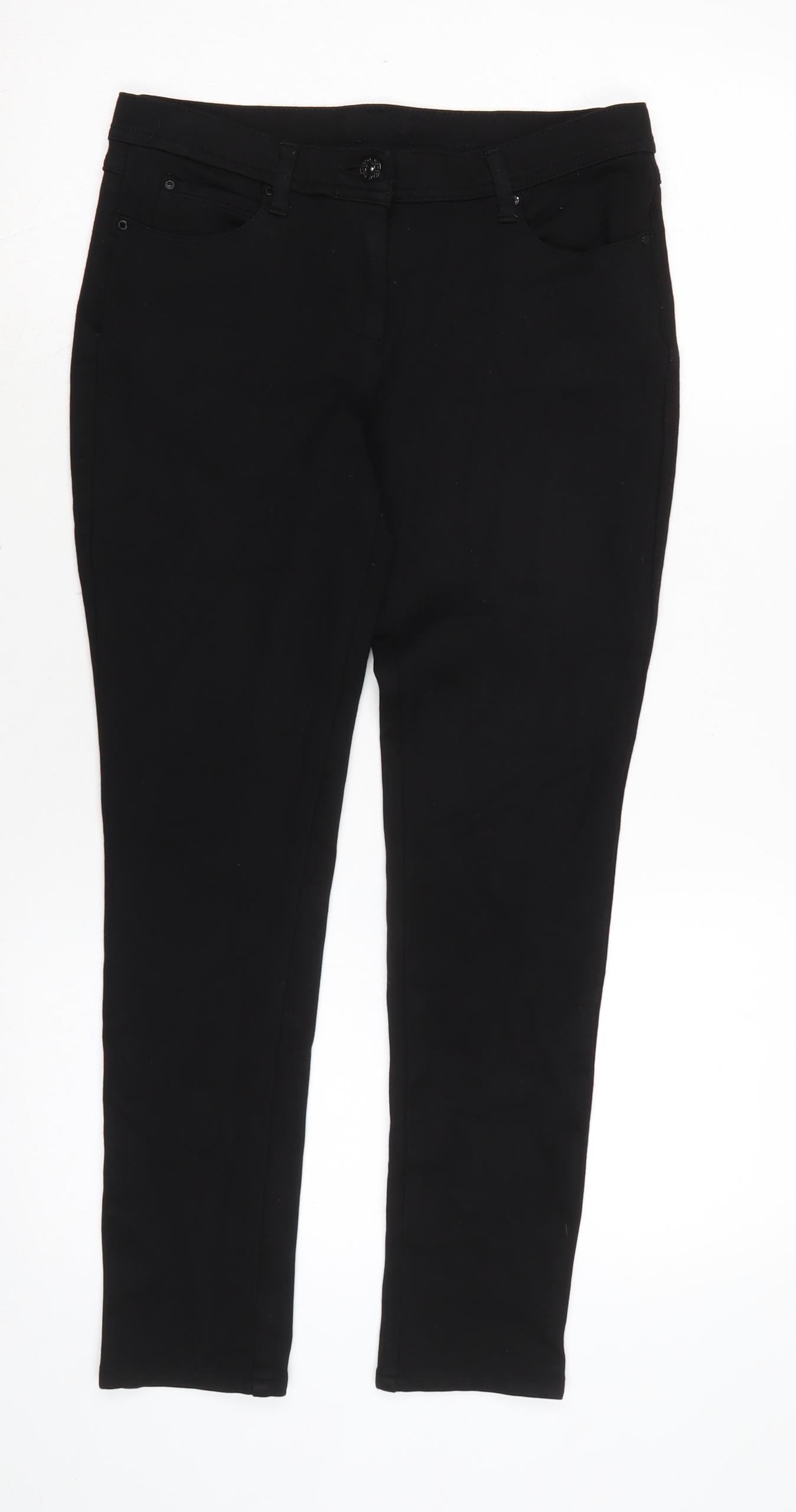 Monsoon Womens Black Polyester Trousers Size 28 in L26 in Regular Zip