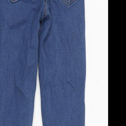 H&M Girls Blue Cotton Blend Straight Jeans Size 8 Years L21 in Regular Zip