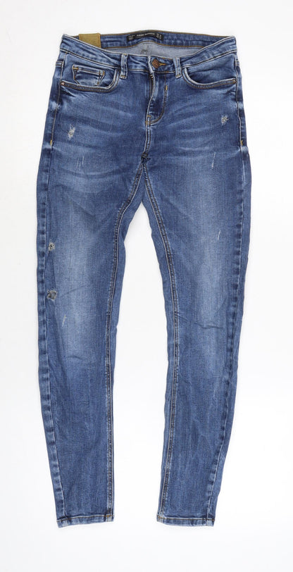 Zara Womens Blue Cotton Blend Skinny Jeans Size 24 in L26.5 in Regular Zip