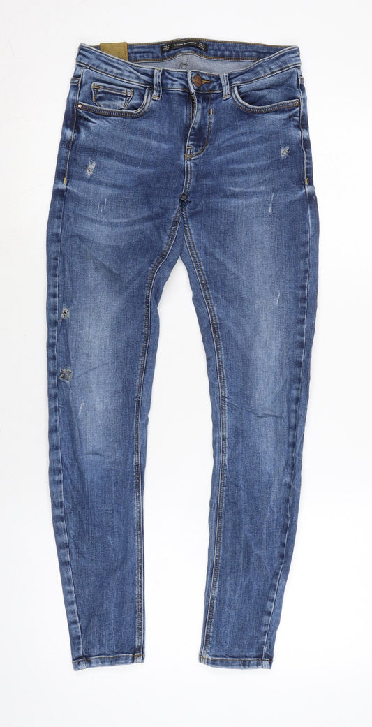 Zara Womens Blue Cotton Blend Skinny Jeans Size 24 in L26.5 in Regular Zip