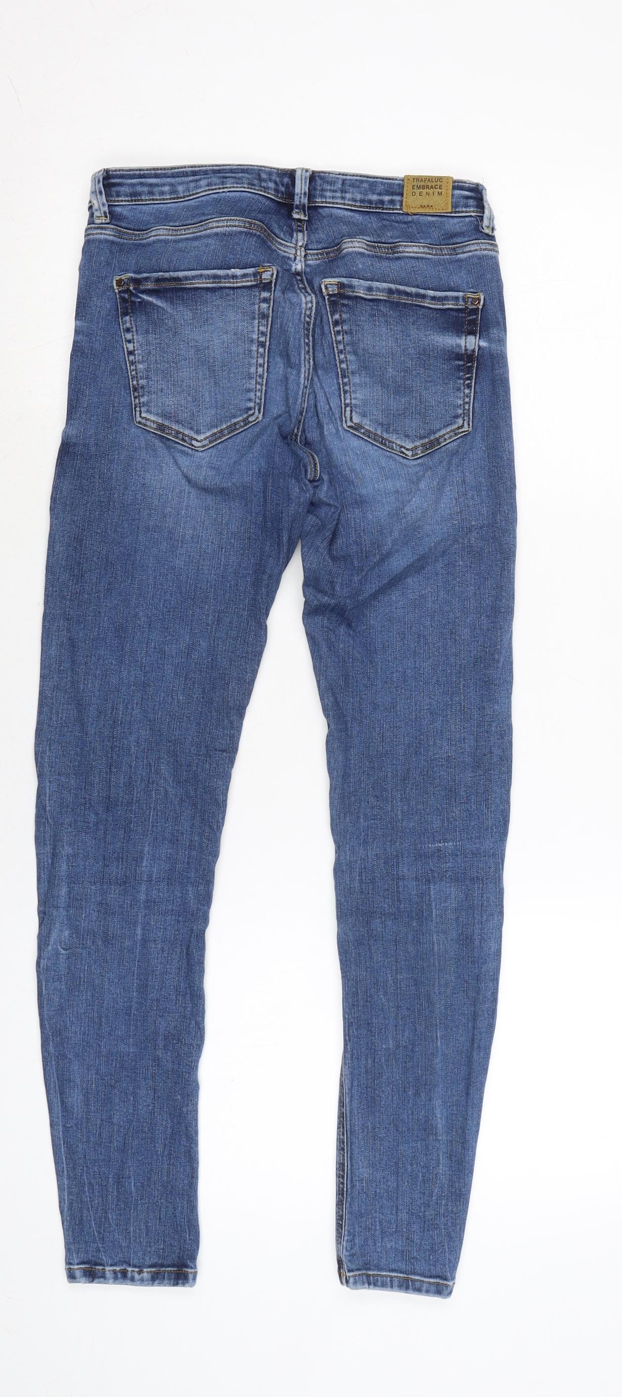 Zara Womens Blue Cotton Blend Skinny Jeans Size 24 in L26.5 in Regular Zip