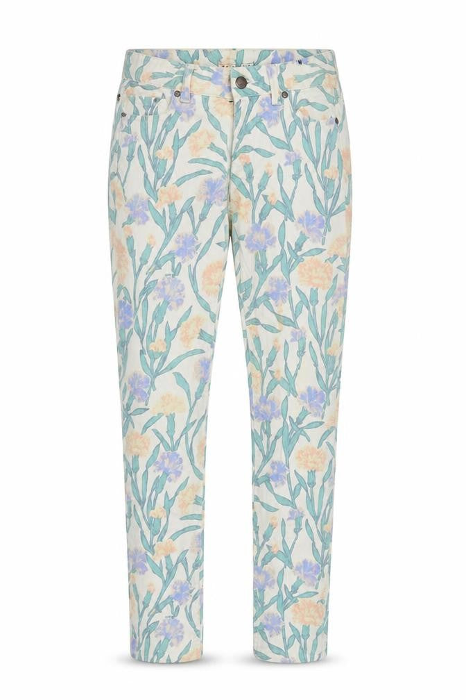 Front view of French Connection women’s multicoloured floral cotton blend skinny jeans, size UK 6, 31-inch leg regular zip