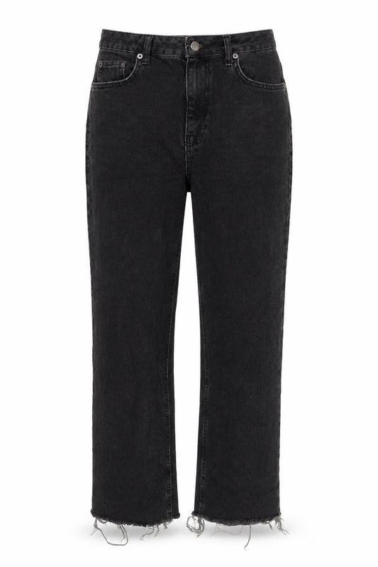 NA-KD Womens Grey Cotton Straight Jeans Size 28 in L25 in Regular Zip - Raw Hem