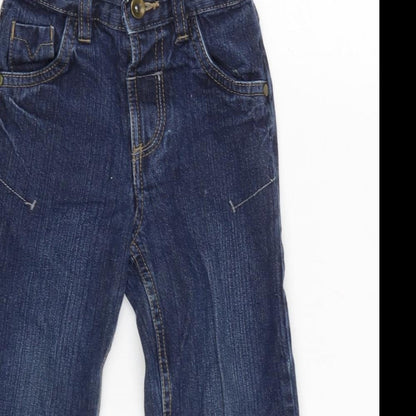 TU Girls Blue Cotton Capri Jeans Size 18-24 Months Button - Waist 18In-Inside Leg 13In.