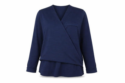 Individual Womens Blue V-Neck Polyester Pullover Jumper Size L