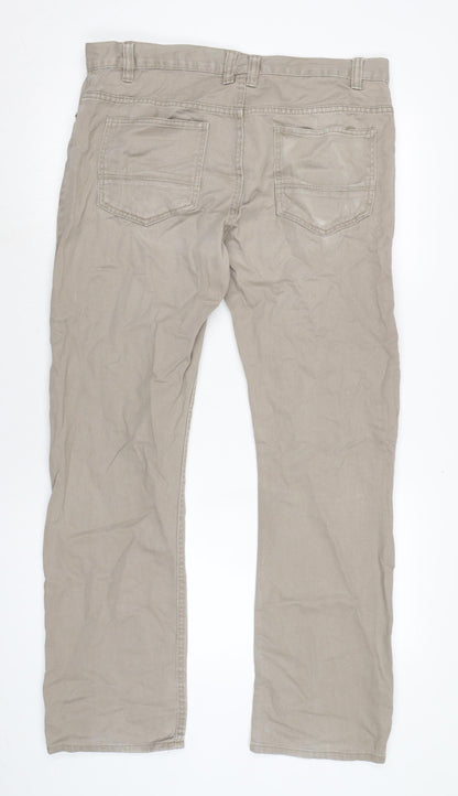 Denim & Co. Mens Beige Cotton Straight Jeans Size 33 in L32 in Regular Zip