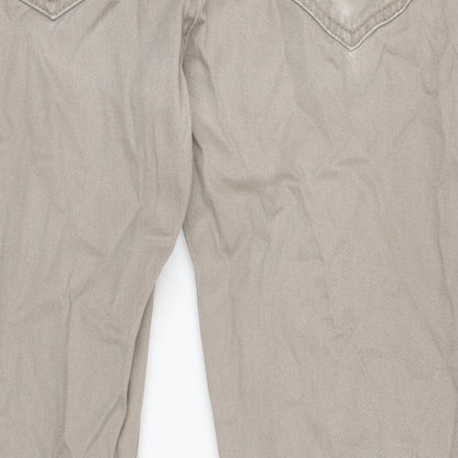 Denim & Co. Mens Beige Cotton Straight Jeans Size 33 in L32 in Regular Zip