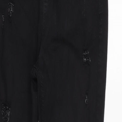Hera London Mens Black Cotton Blend Tapered Jeans Size 28 in L28 in Regular Zip