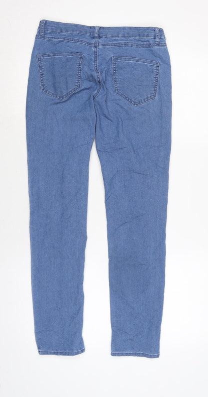 B you Womens Blue Cotton Tapered Jeans Size 8 L28 in Regular Zip