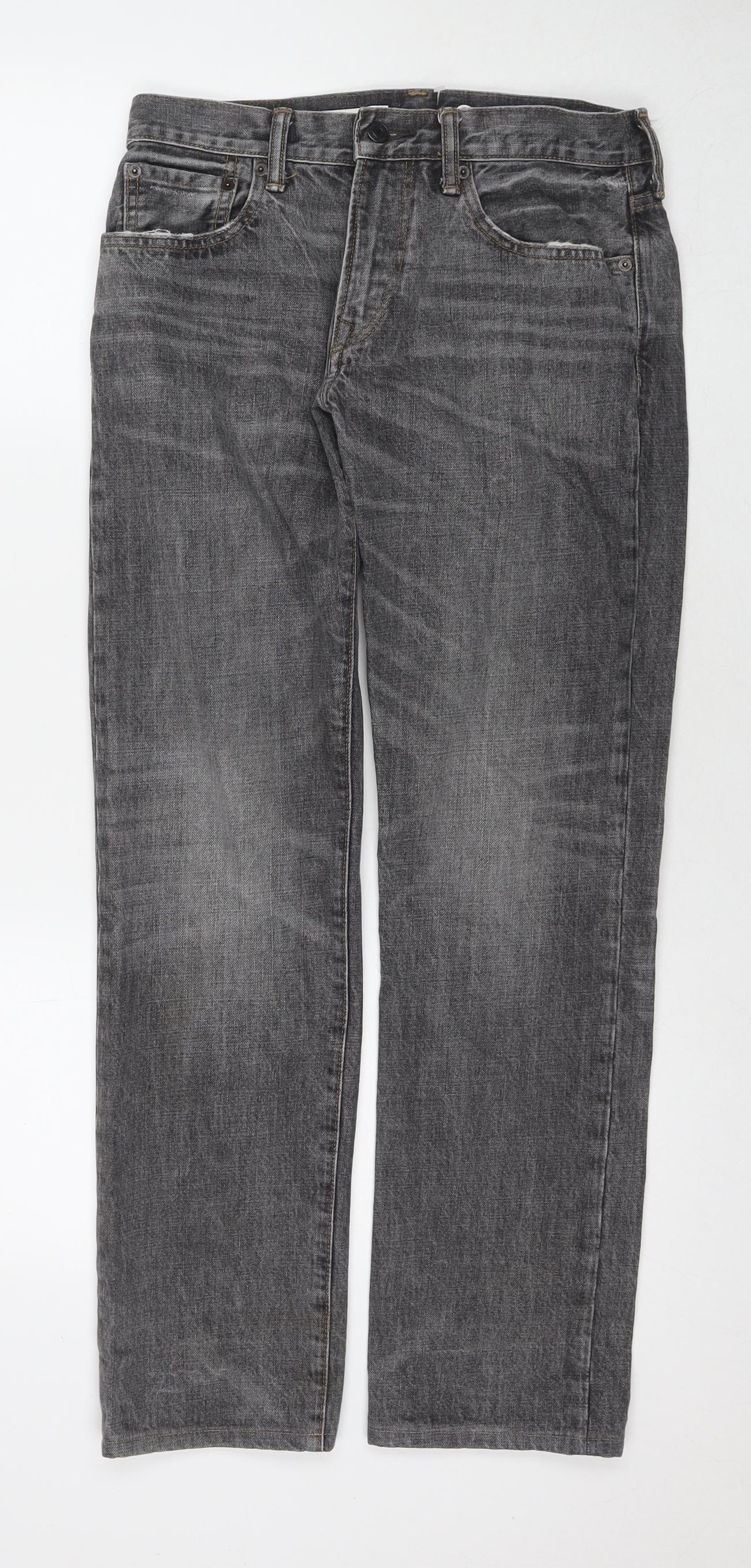 Gap Mens Grey Cotton Straight Jeans Size 28 in L32 in Regular Zip