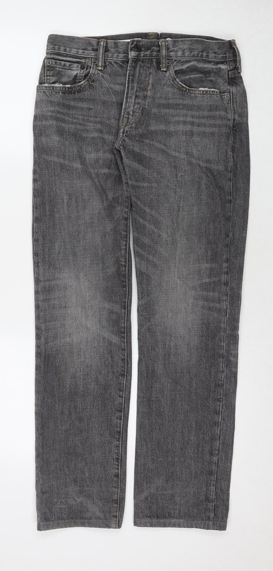 Gap Mens Grey Cotton Straight Jeans Size 28 in L32 in Regular Zip
