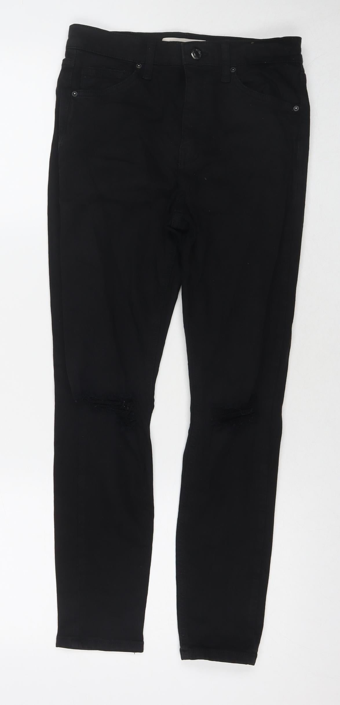 Topshop Womens Black Cotton Skinny Jeans Size 29 in L30 in Regular Zip