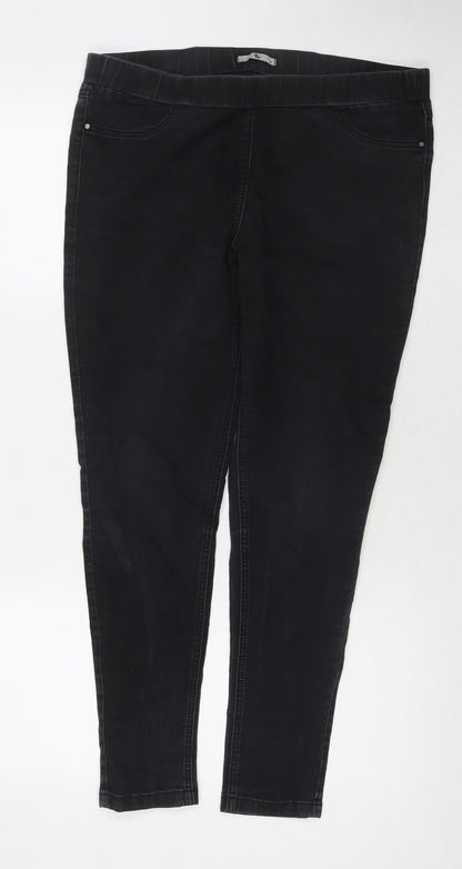 TU Womens Black Cotton Jegging Jeans Size 14 L26 in Regular