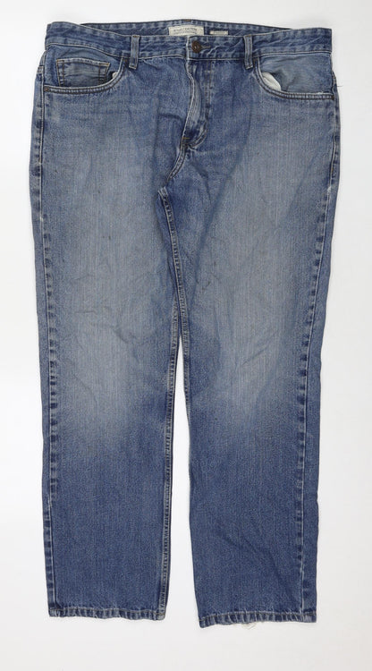 ACW85 Womens Blue Cotton Straight Jeans Size 38 in L32 in Regular Zip