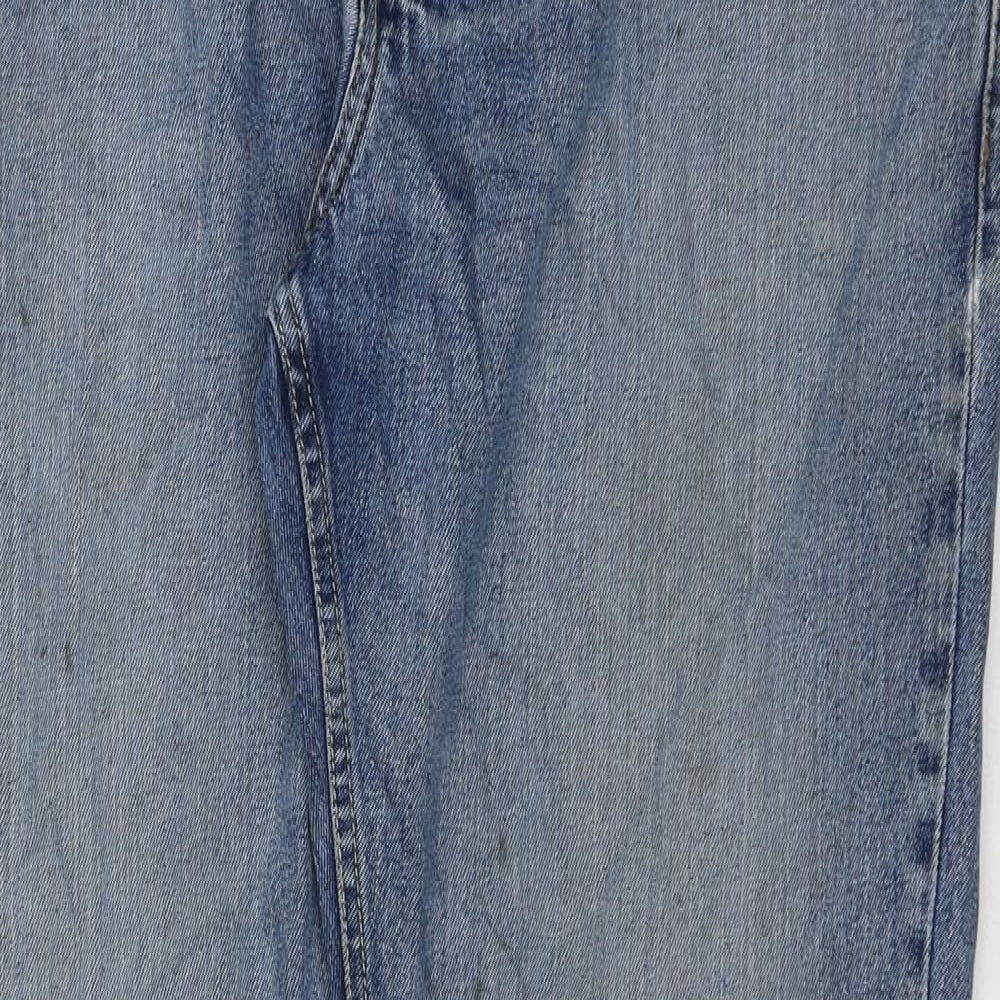 ACW85 Womens Blue Cotton Straight Jeans Size 38 in L32 in Regular Zip