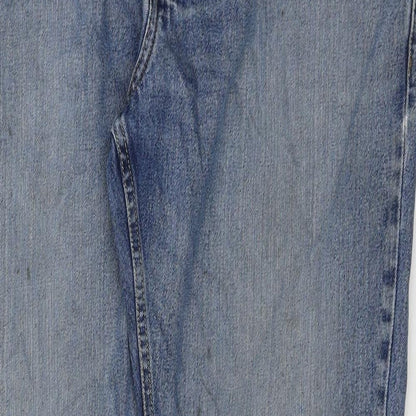ACW85 Womens Blue Cotton Straight Jeans Size 38 in L32 in Regular Zip