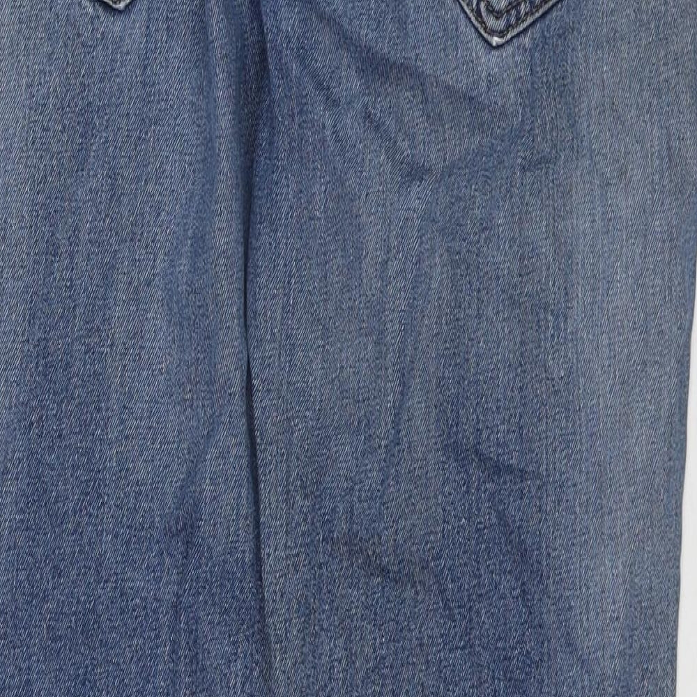 ACW85 Womens Blue Cotton Straight Jeans Size 38 in L32 in Regular Zip