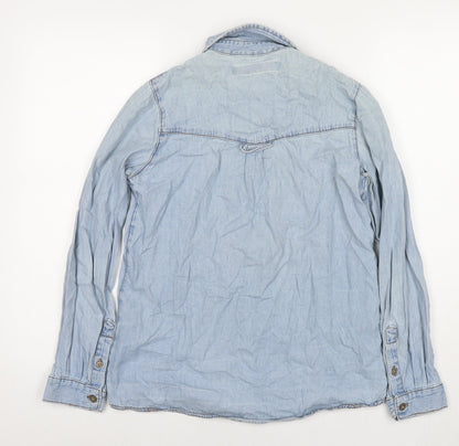 Womens UK Size 6 ASOS Blue Basic Button-Up