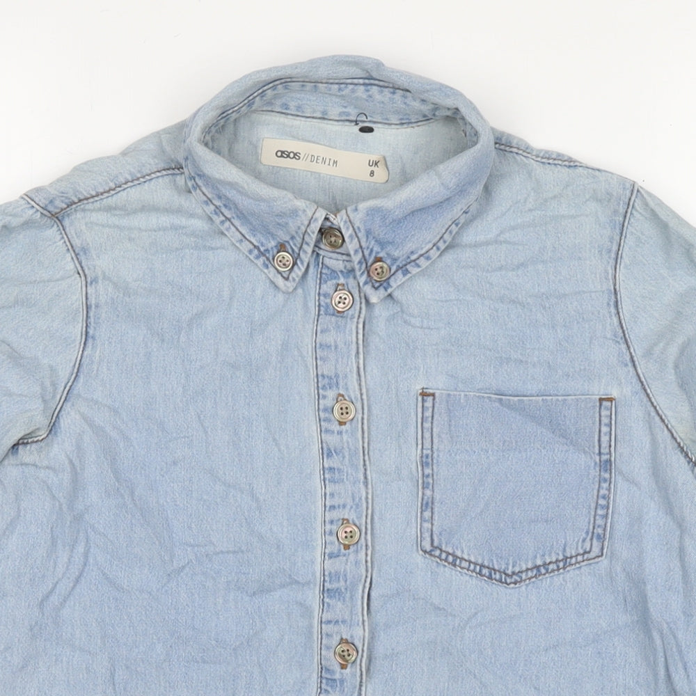 Womens UK Size 6 ASOS Blue Basic Button-Up