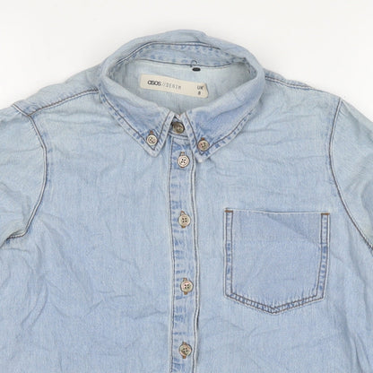 Womens UK Size 6 ASOS Blue Basic Button-Up