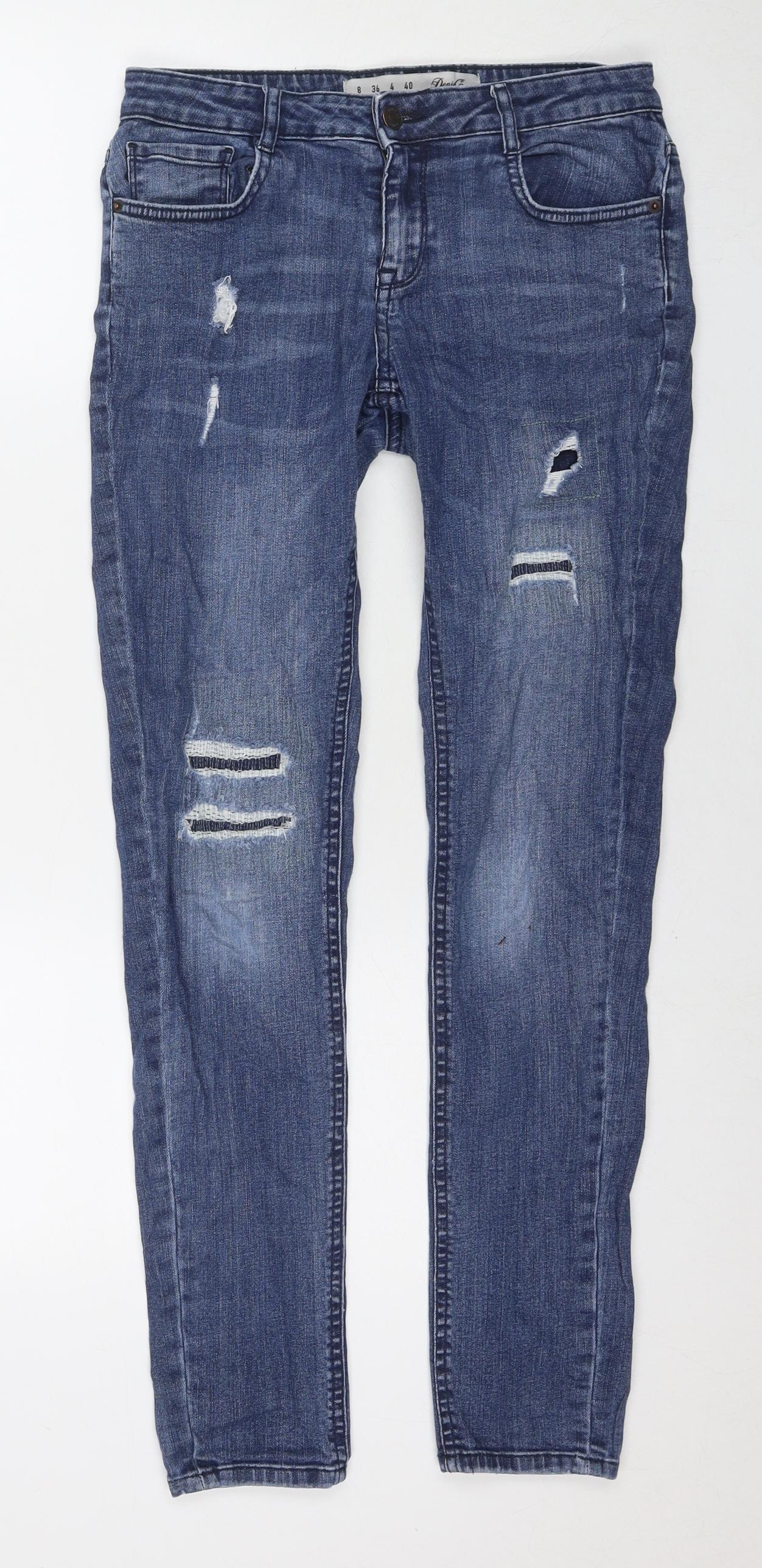 Denim & Co. Womens Blue Cotton Skinny Jeans Size 8 L29 in Regular Zip