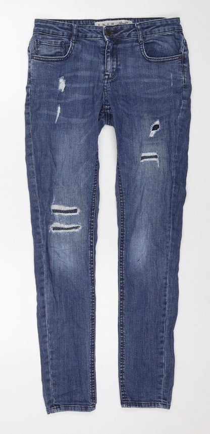 Denim & Co. Womens Blue Cotton Skinny Jeans Size 8 L29 in Regular Zip