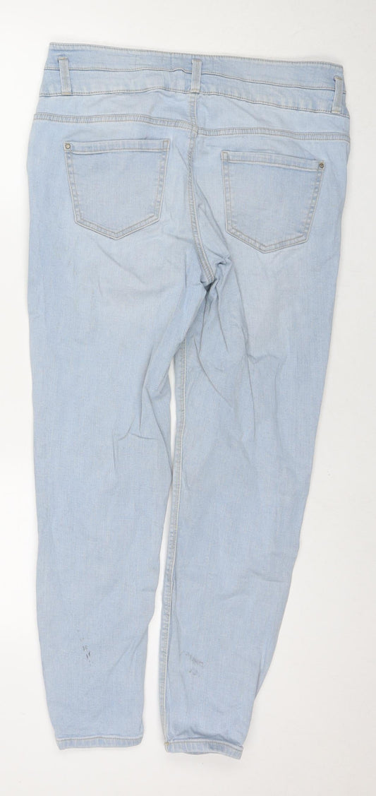 New Look Womens Black Cotton Skinny Jeans Size 14 L27 in Regular Zip