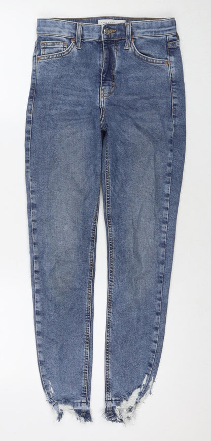 Topshop Womens Blue Cotton Skinny Jeans Size 25 in L30.5 in Regular Zip