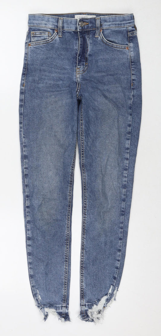 Topshop Womens Blue Cotton Skinny Jeans Size 25 in L30.5 in Regular Zip