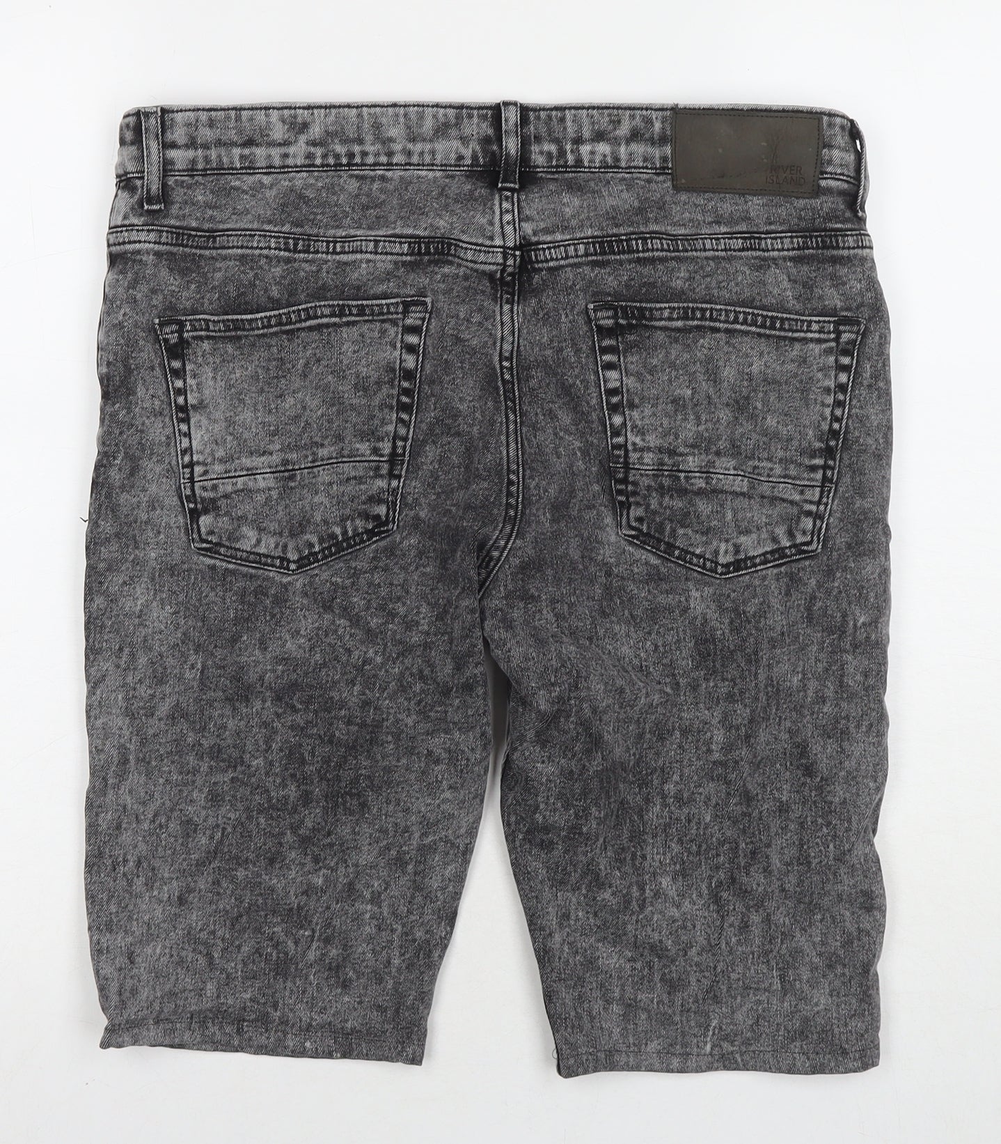 River Island Mens Grey Cotton Bermuda Shorts Size 34 in L10 in Regular Zip