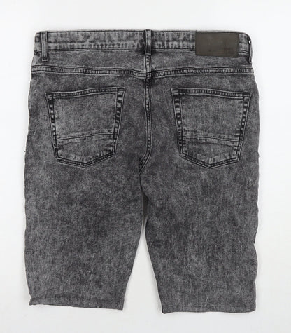 River Island Mens Grey Cotton Bermuda Shorts Size 34 in L10 in Regular Zip