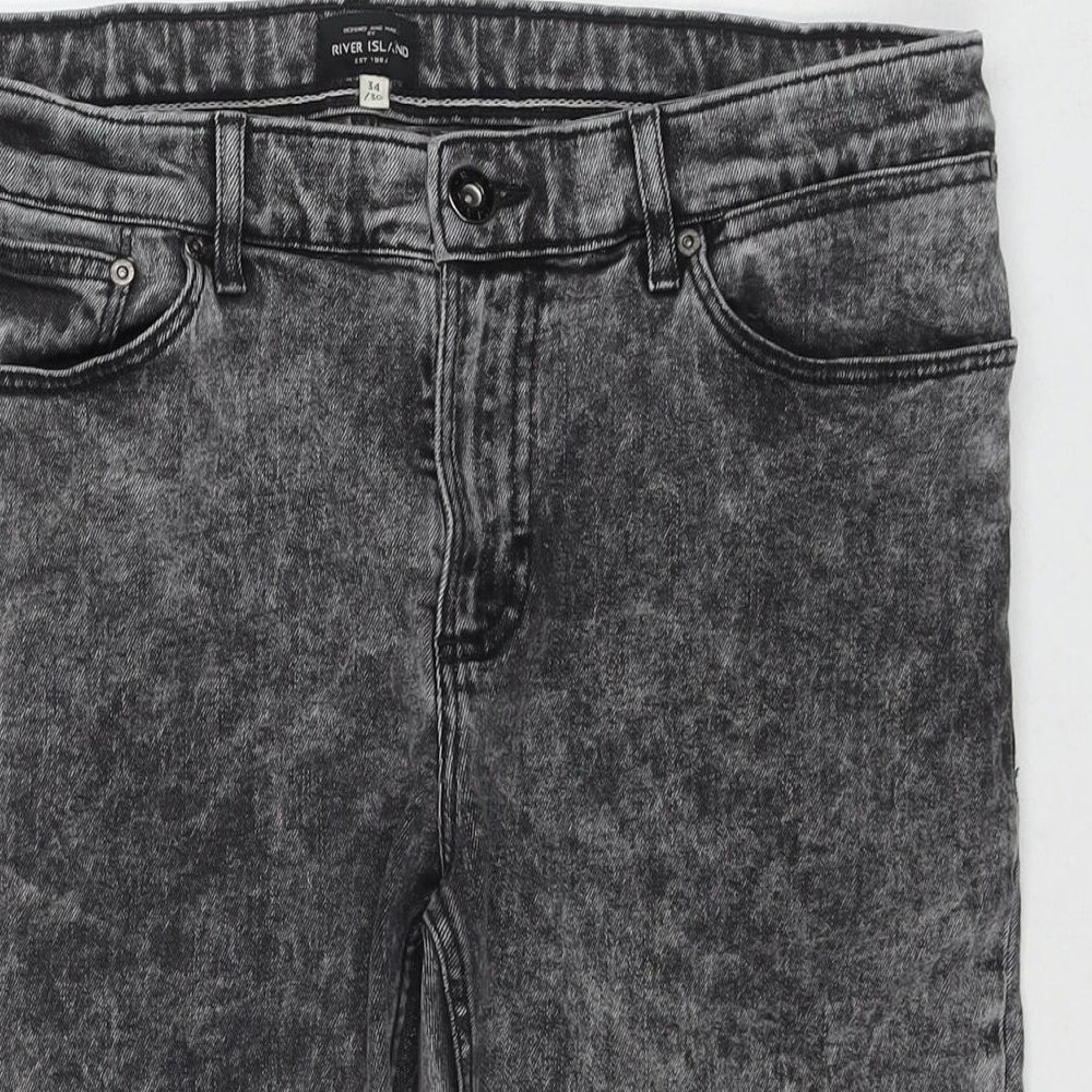 River Island Mens Grey Cotton Bermuda Shorts Size 34 in L10 in Regular Zip