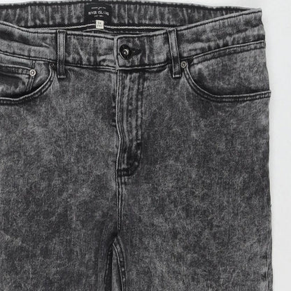 River Island Mens Grey Cotton Bermuda Shorts Size 34 in L10 in Regular Zip