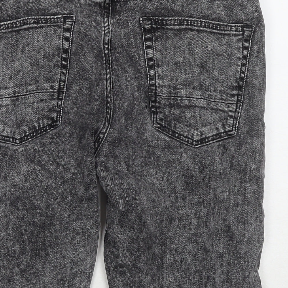 River Island Mens Grey Cotton Bermuda Shorts Size 34 in L10 in Regular Zip