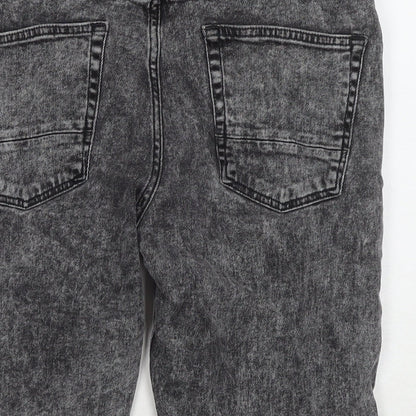 River Island Mens Grey Cotton Bermuda Shorts Size 34 in L10 in Regular Zip