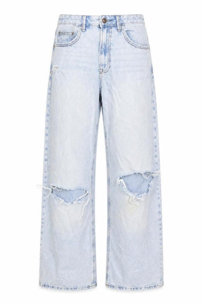 Womens UK Size 10 Stradivarius Regular Fit Wide-Leg Blue Jeans