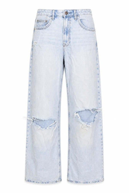 Womens UK Size 10 Stradivarius Regular Fit Wide-Leg Blue Jeans