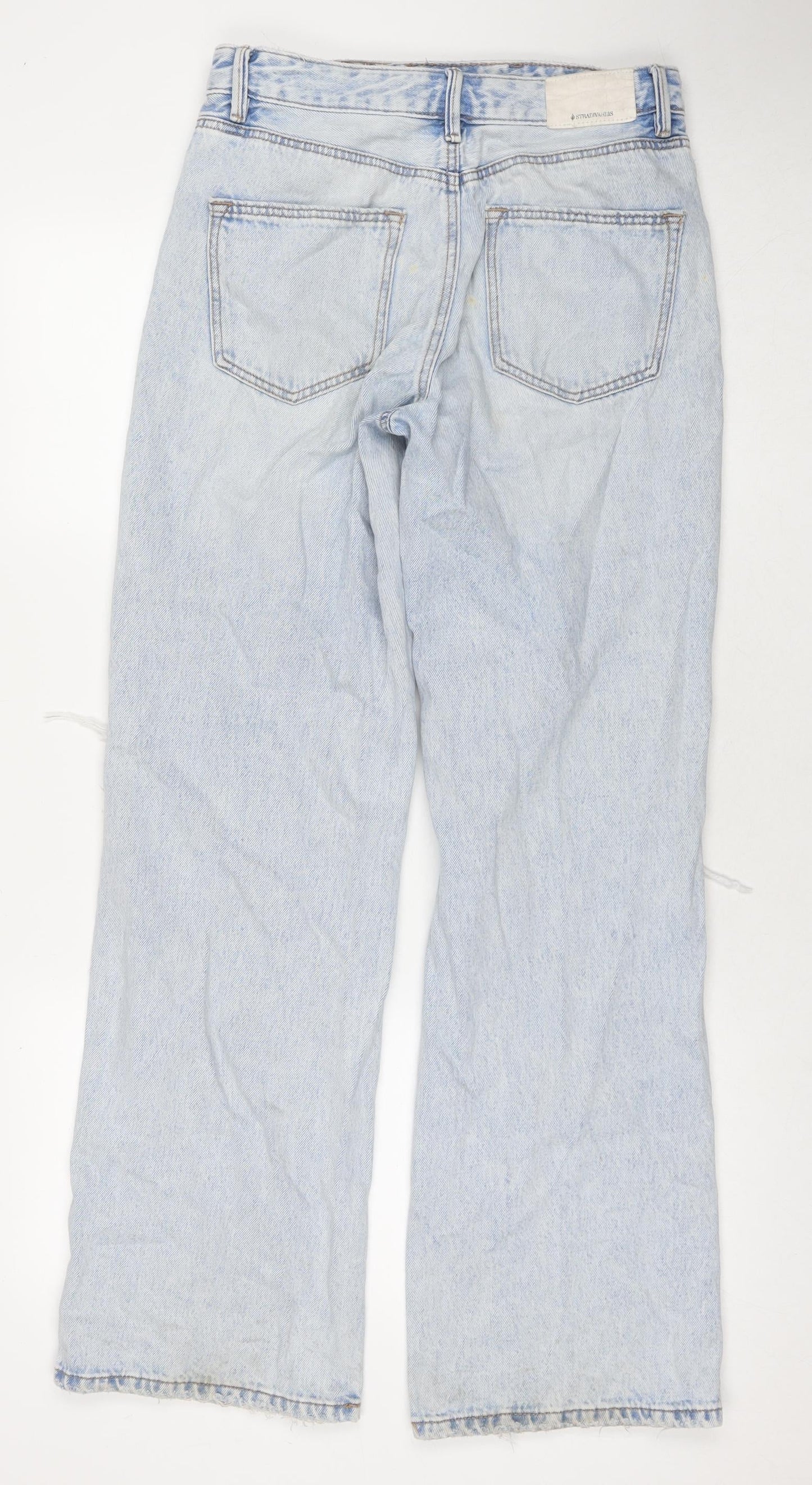 Womens UK Size 10 Stradivarius Regular Fit Wide-Leg Blue Jeans