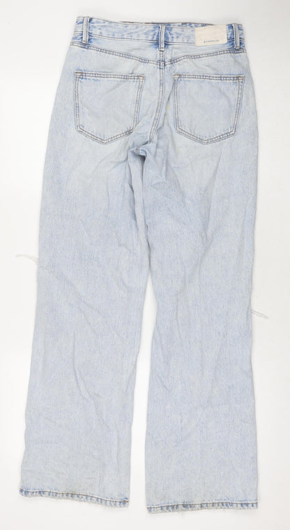 Womens UK Size 10 Stradivarius Regular Fit Wide-Leg Blue Jeans