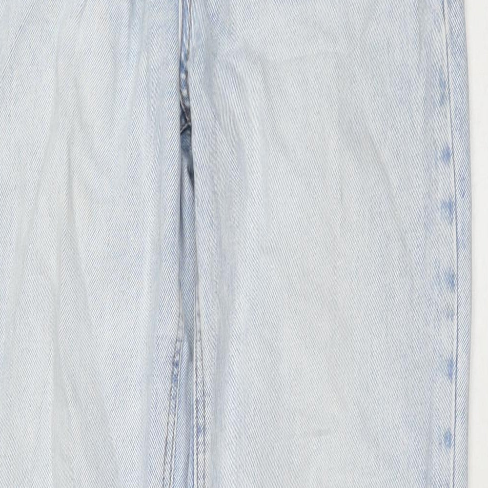 Womens UK Size 10 Stradivarius Regular Fit Wide-Leg Blue Jeans
