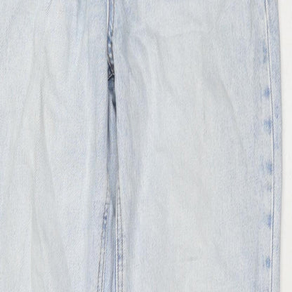 Womens UK Size 10 Stradivarius Regular Fit Wide-Leg Blue Jeans