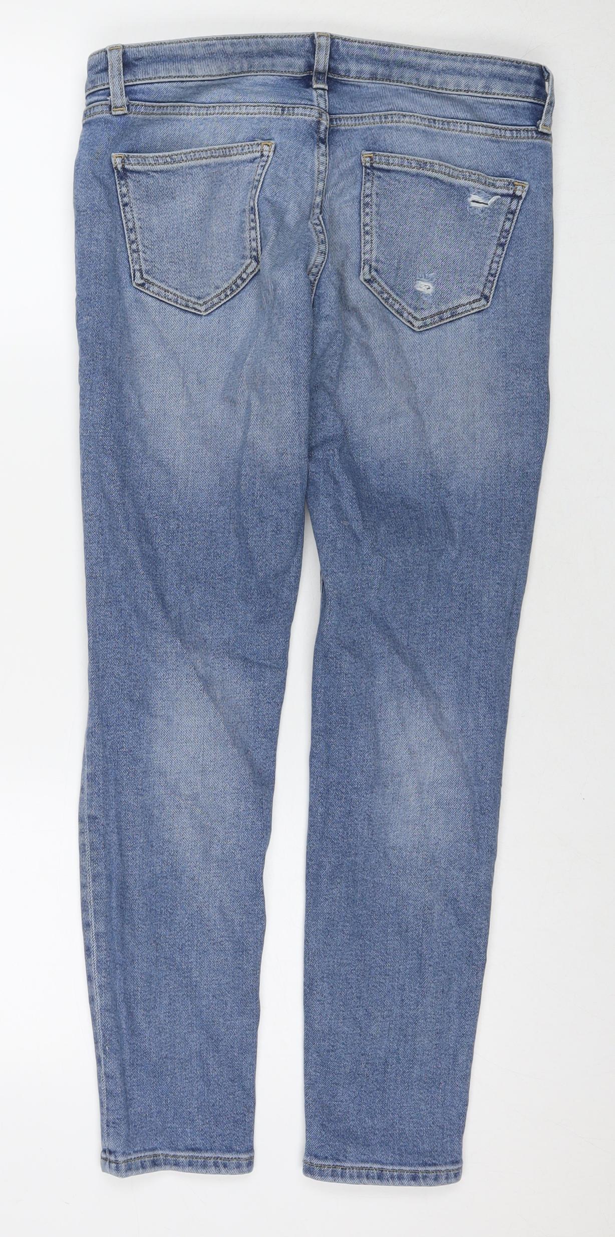 Topshop Womens Blue Cotton Skinny Jeans Size 26 L32 in Regular Zip