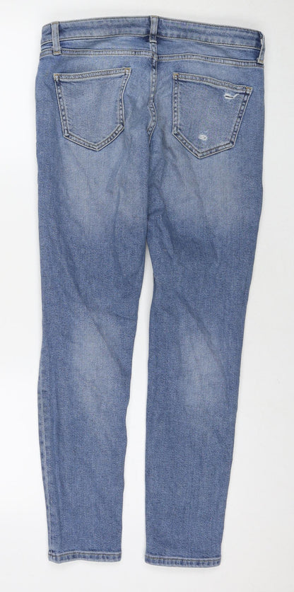 Topshop Womens Blue Cotton Skinny Jeans Size 26 L32 in Regular Zip