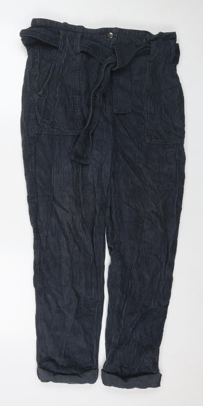 Topshop Womens Blue Cotton Trousers Size 12 L26 in Regular Zip